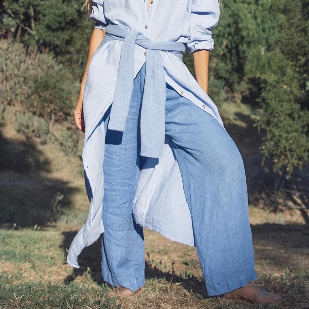 Velvet x Cleo Wade Stephanie Linen Pant in Chambray